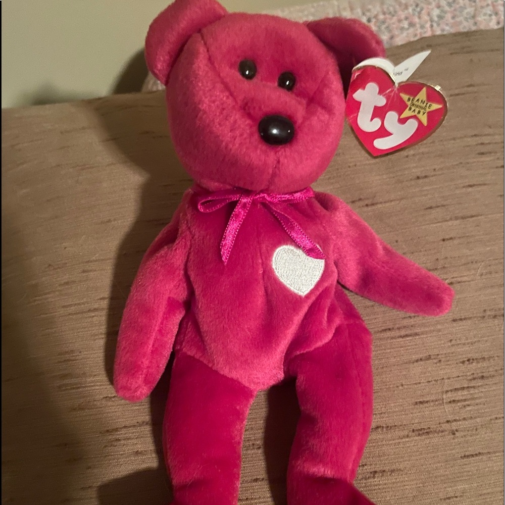 Ty pink bear beanie baby